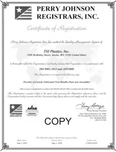Perry Johnson Registar Certificate